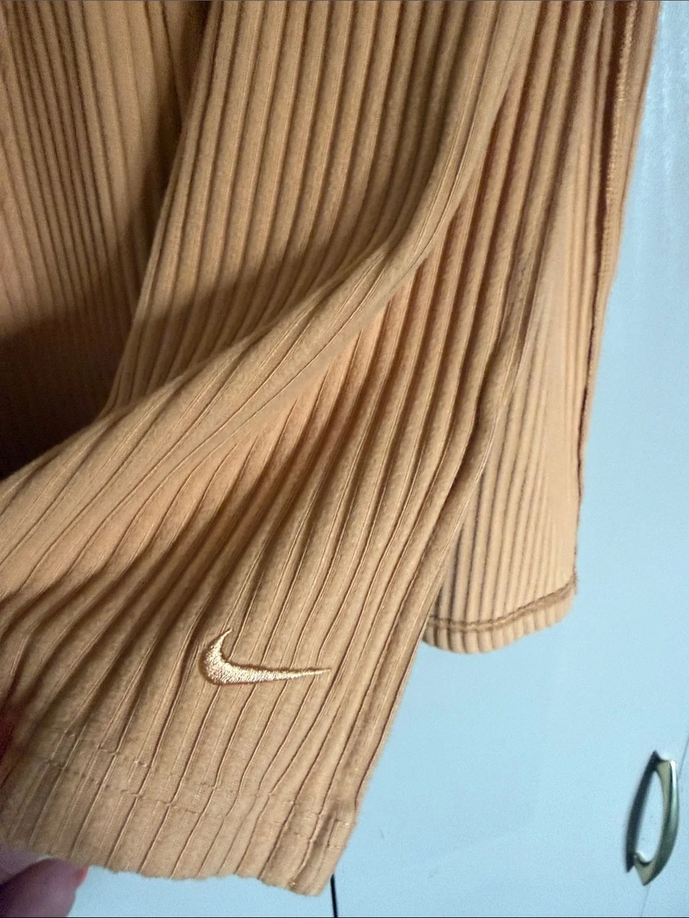 Nike Ribbed Midi Skirt in Camel/Tan